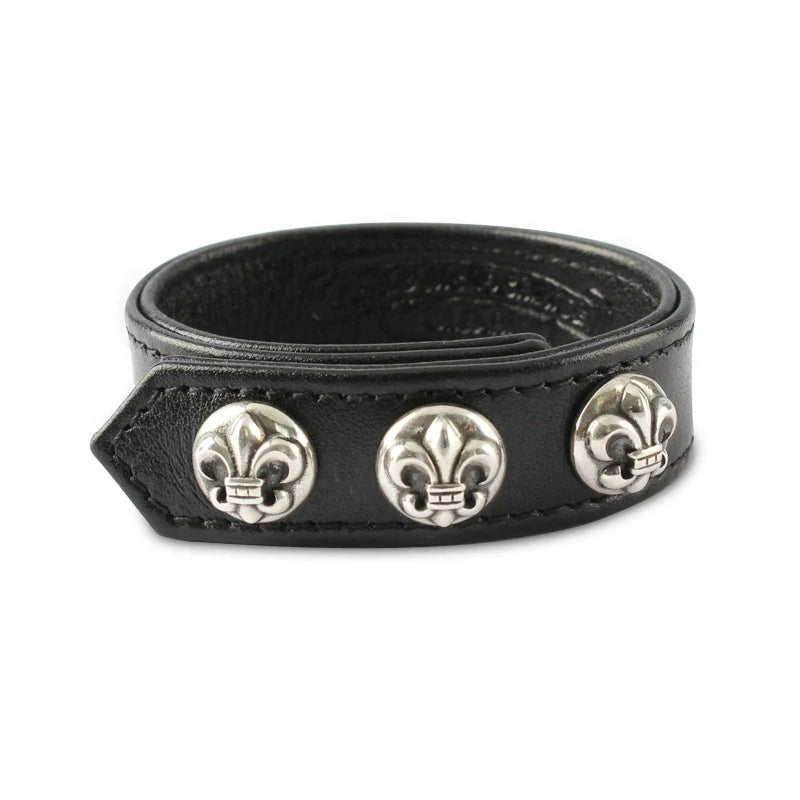 Chrome Hearts Cross Snap Leather Bracelet