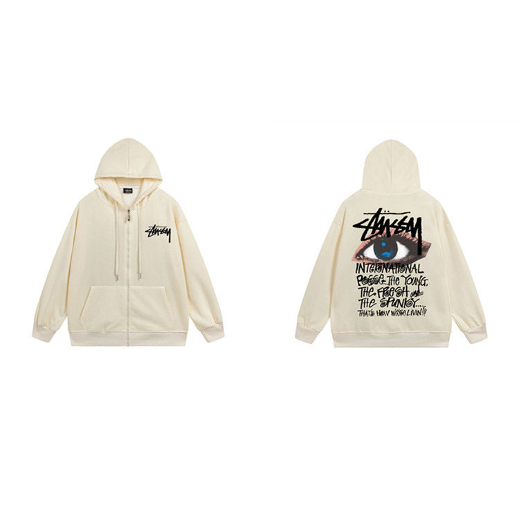 Stussy Hoodie Zip-Up Cardigan Fleece Hooded Sweater