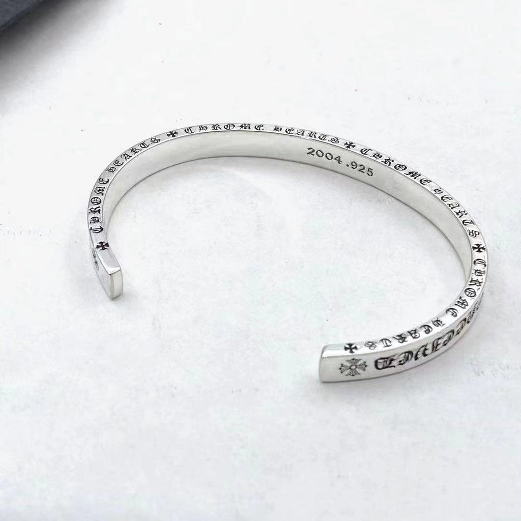 Chrome Hearts retro classic cross flower Scroll Label open bracelet