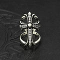 Chrome Hearts diamond-studded large cross hollow ring