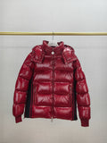 Moncler Glossy Knit-Panel Short Down Coat — hero
